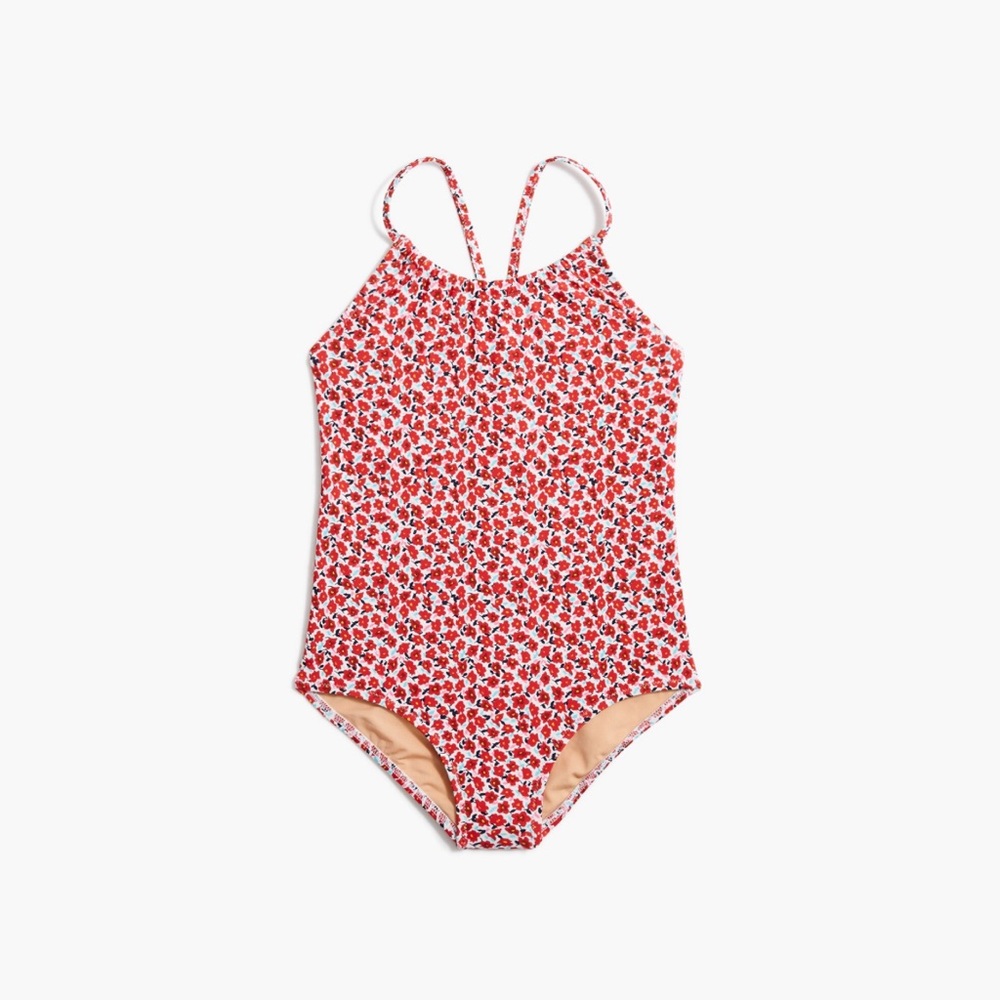J. Crew Kids Red Floral One Piece Swimsuit